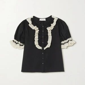 THE GREAT. / Black with Cream Bishop Top